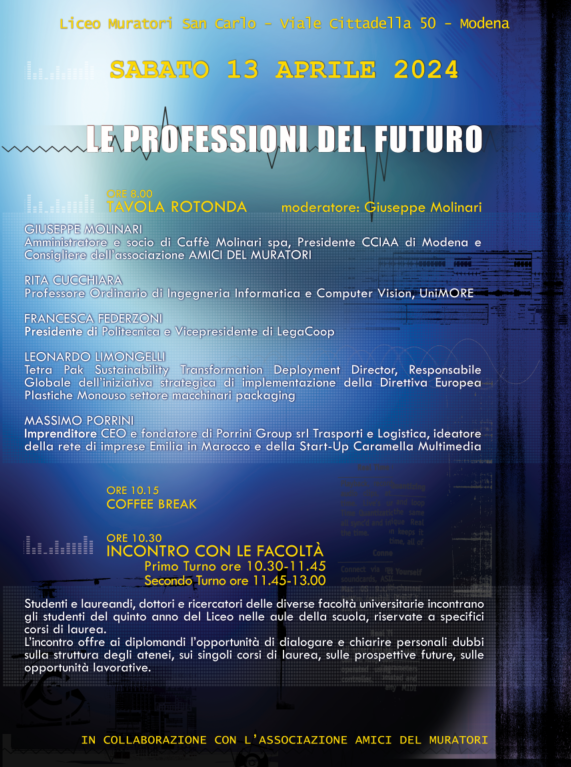 Le professioni del futuro: il 13 aprile una tavola rotonda al Liceo Muratori di Modena. Interviene Francesca Federzoni