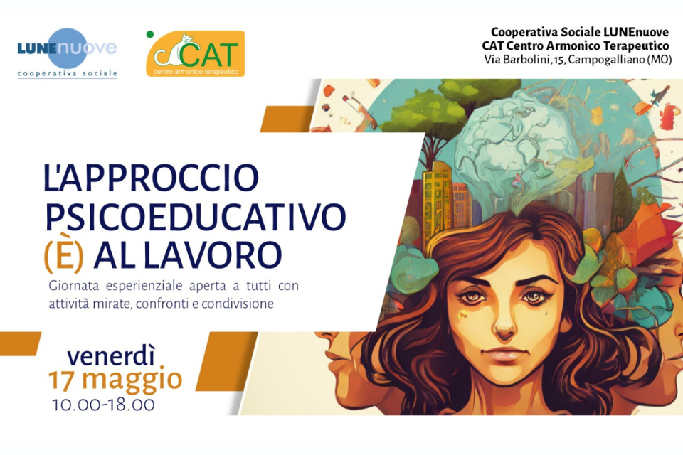 L’Approccio Psicoeducativo (è) al  lavoro, il 17 maggio un’importante Open day realizzato dalla Cooperativa LUNEnuove