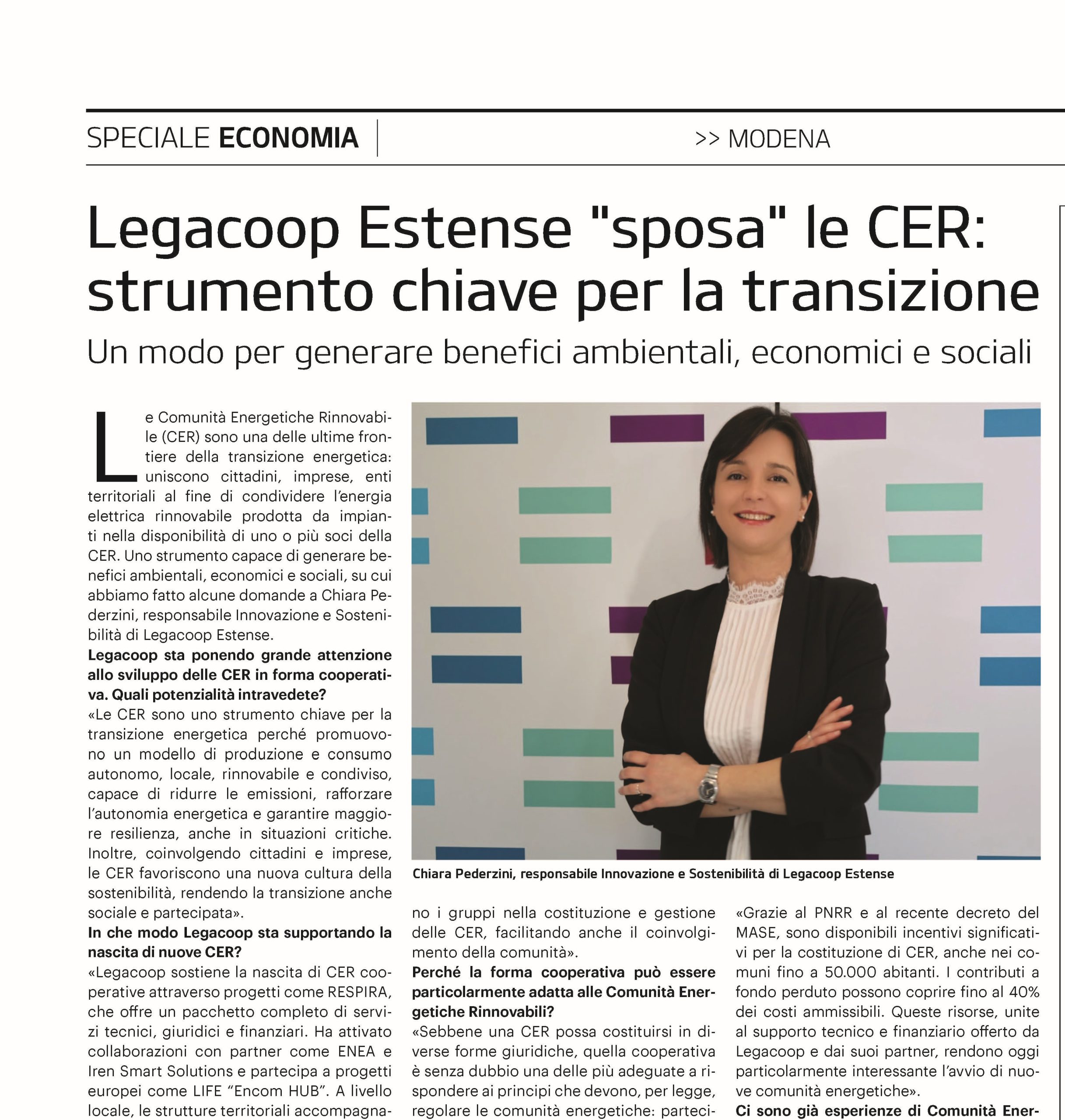 Gli approfondimenti di Legacoop Estense sull’inserto Economia del Corriere Bologna